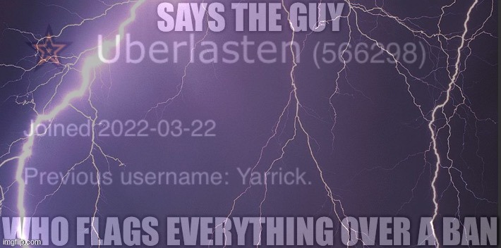 image tagged in says the guy who flags everything over a ban | made w/ Imgflip meme maker
