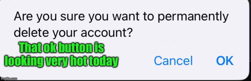 That ok button is looking very hot today | made w/ Imgflip meme maker