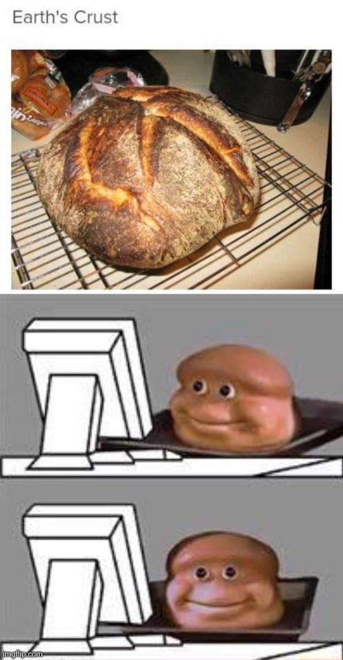 Earth's crust | image tagged in bread computer,earth's crust,earth,crust,science,memes | made w/ Imgflip meme maker