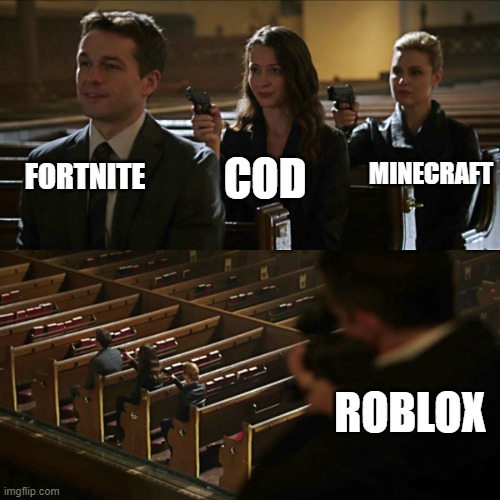 ViDeO gAmEs | FORTNITE; MINECRAFT; COD; ROBLOX | image tagged in assassination chain | made w/ Imgflip meme maker