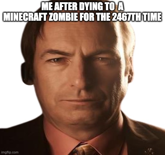 ME AFTER DYING TO  A MINECRAFT ZOMBIE FOR THE 2467TH TIME | image tagged in minecraft | made w/ Imgflip meme maker