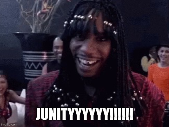 Derrick  Brown | JUNITYYYYYY!!!!!! | image tagged in derrick brown | made w/ Imgflip meme maker