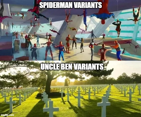 Spider Variety | SPIDERMAN VARIANTS; UNCLE BEN VARIANTS | image tagged in spiderman | made w/ Imgflip meme maker