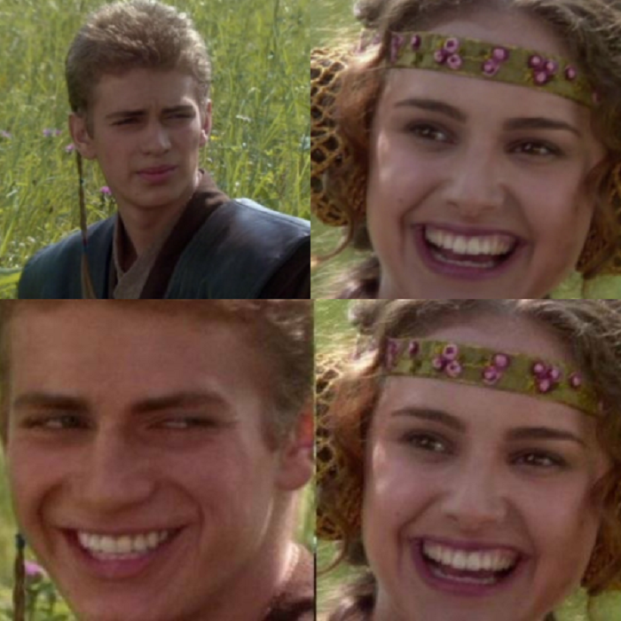 High Quality ANAKIN PADME BUT BOTH END UP HAPPY Blank Meme Template