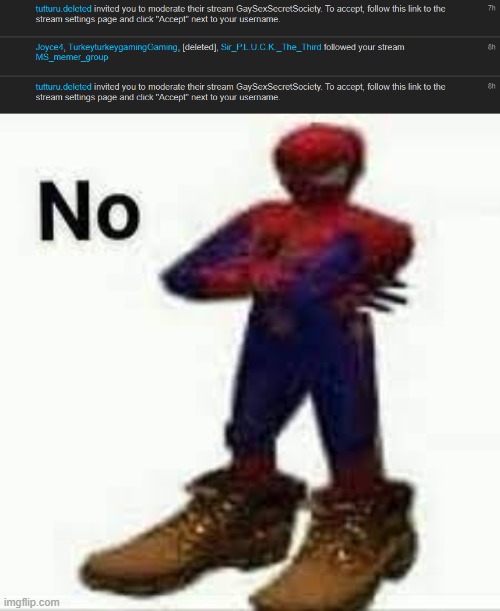 image tagged in no spiderman | made w/ Imgflip meme maker