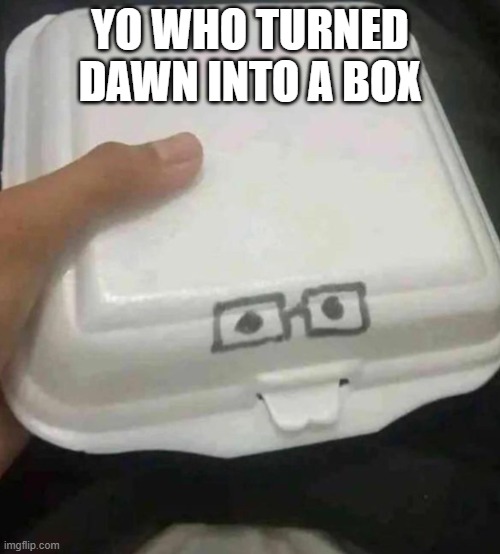 Nerd box | YO WHO TURNED DAWN INTO A BOX | image tagged in nerd box | made w/ Imgflip meme maker
