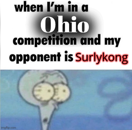 Stop it. Get some help | Ohio; Surlykong | image tagged in whe i'm in a competition and my opponent is,only in ohio | made w/ Imgflip meme maker