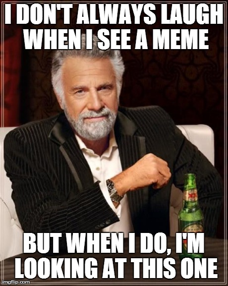 You Know You're Laughing... | I DON'T ALWAYS LAUGH WHEN I SEE A MEME BUT WHEN I DO, I'M LOOKING AT THIS ONE | image tagged in memes,the most interesting man in the world | made w/ Imgflip meme maker