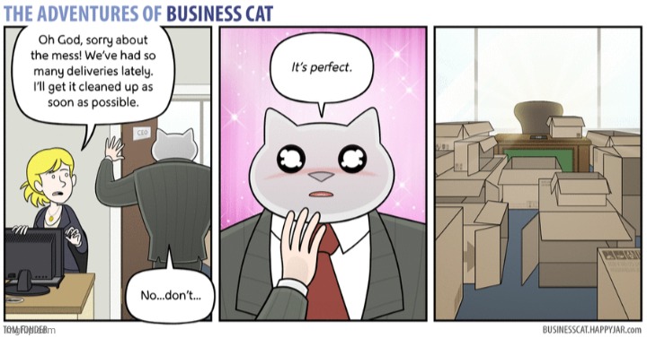 The Adventures of Business Cat #60 - Boxes | made w/ Imgflip meme maker
