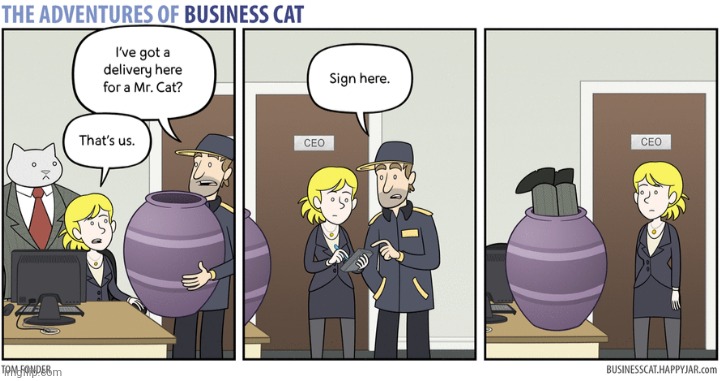 The Adventures of Business Cat #59 - Delivery | made w/ Imgflip meme maker
