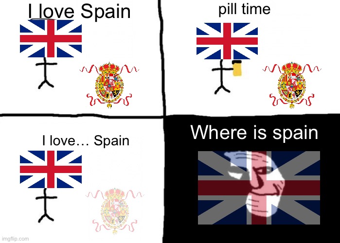 I love spain | I love Spain; pill time; Where is spain; I love… Spain | image tagged in pill time | made w/ Imgflip meme maker