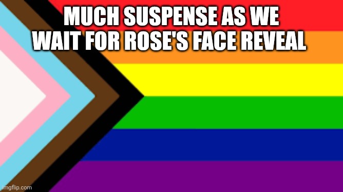 Gay Flag!!! | MUCH SUSPENSE AS WE WAIT FOR ROSE'S FACE REVEAL | image tagged in gay flag | made w/ Imgflip meme maker