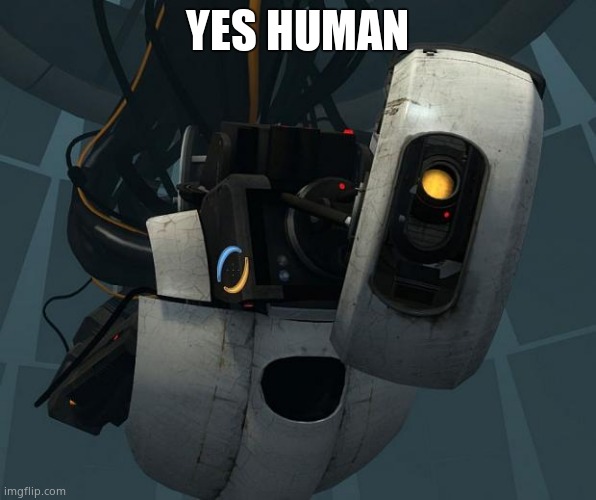 GlaDOS | YES HUMAN | image tagged in glados | made w/ Imgflip meme maker