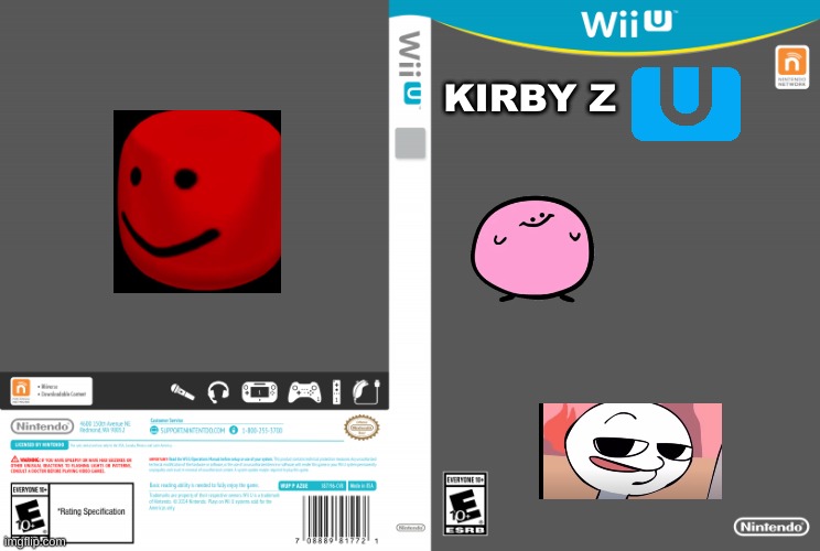 Kirby Z U | KIRBY Z | image tagged in wii u empty cartridge | made w/ Imgflip meme maker