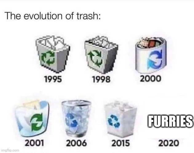 The evolution of trash | FURRIES | image tagged in the evolution of trash | made w/ Imgflip meme maker