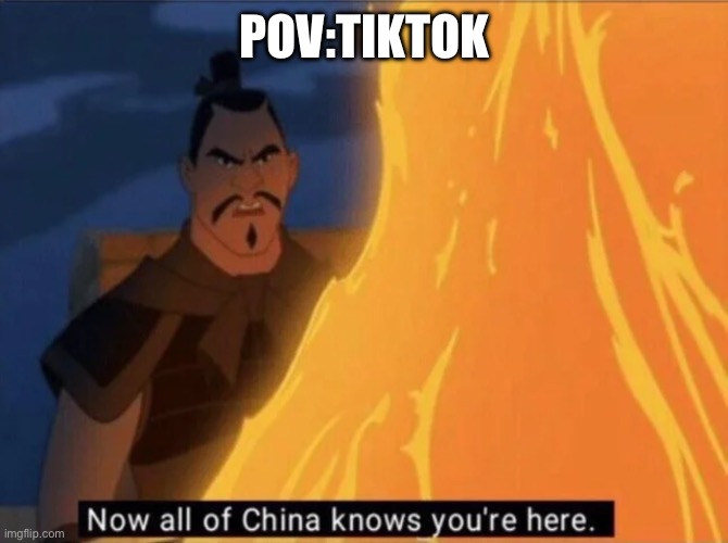 Now all of China knows you're here | POV:TIKTOK | image tagged in now all of china knows you're here,memes | made w/ Imgflip meme maker