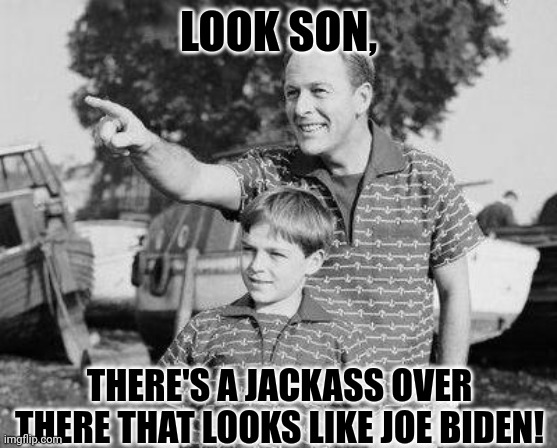 Jack ass | LOOK SON, THERE'S A JACKASS OVER THERE THAT LOOKS LIKE JOE BIDEN! | image tagged in memes,look son | made w/ Imgflip meme maker