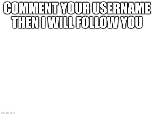 COMMENT YOUR USERNAME THEN I WILL FOLLOW YOU | made w/ Imgflip meme maker