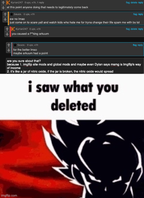 if sauce comments on this and deletes it, he's a msmg returner | image tagged in i saw what you deleted | made w/ Imgflip meme maker