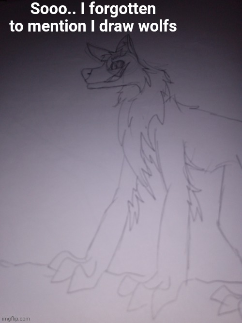 Ummmmm | Sooo.. I forgotten to mention I draw wolfs | image tagged in wolf,drawing,art | made w/ Imgflip meme maker