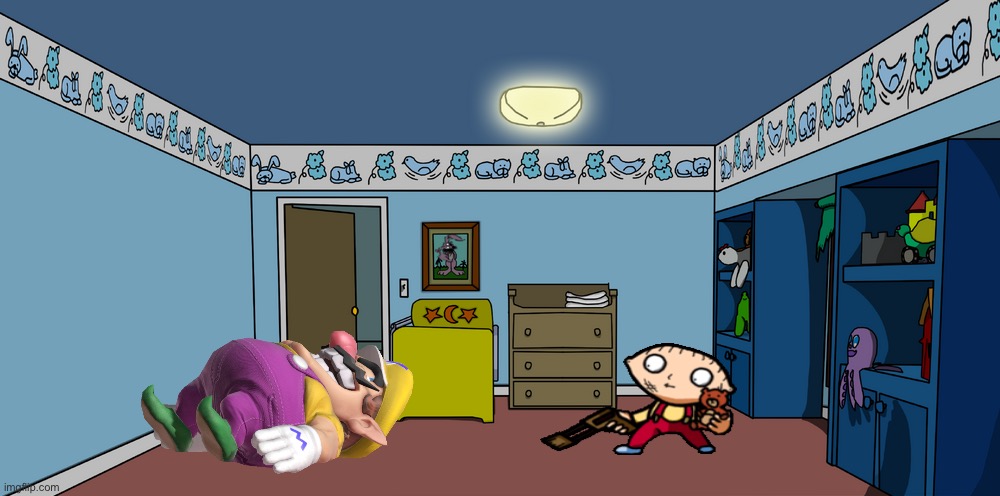 Stewie kills wario.MP3 | image tagged in stewie s room | made w/ Imgflip meme maker