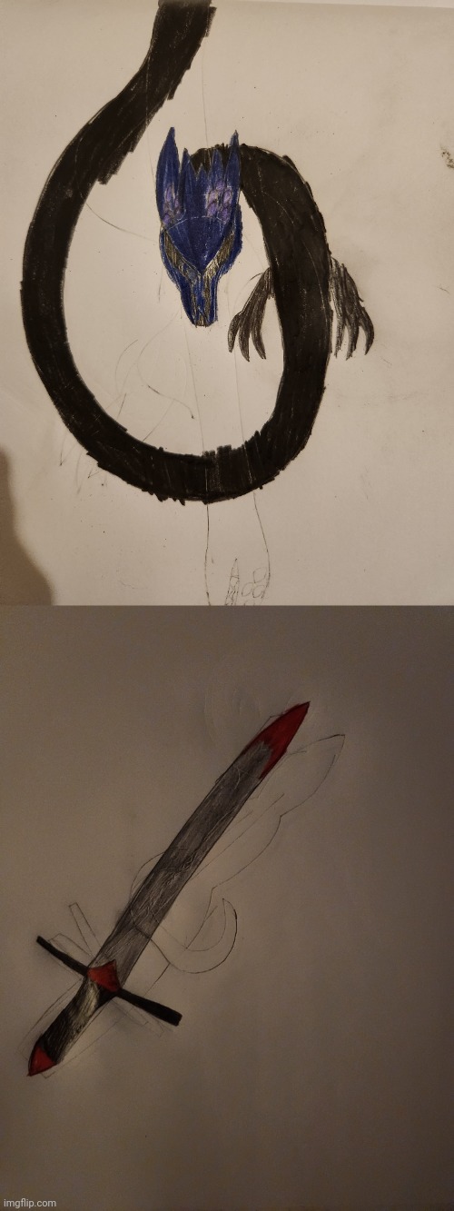 Top: the Shadow beast. Bottom: Peyton's ceremonial dagger | made w/ Imgflip meme maker