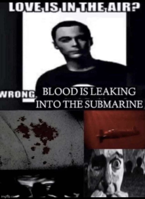 Blood is leaking into the submarine | image tagged in blood is leaking into the submarine | made w/ Imgflip meme maker