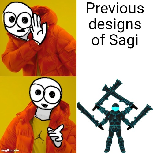 Previous designs of Sagi | made w/ Imgflip meme maker