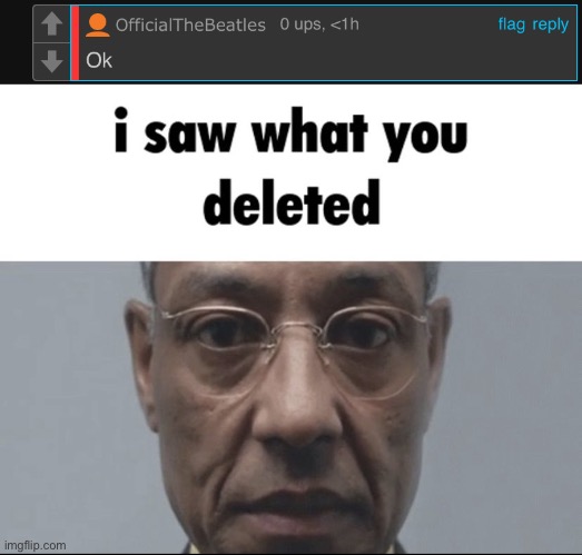 image tagged in i saw what you deleted | made w/ Imgflip meme maker