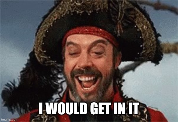 TIM CURRY PIRATE | I WOULD GET IN IT | image tagged in tim curry pirate | made w/ Imgflip meme maker