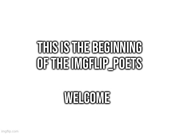 The start of a new community is always exciting lol | This is the beginning of the Imgflip_Poets; Welcome | image tagged in blank white template | made w/ Imgflip meme maker