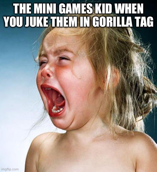 Little timmy | THE MINI GAMES KID WHEN YOU JUKE THEM IN GORILLA TAG | image tagged in screaming child large,gorilla,vr | made w/ Imgflip meme maker