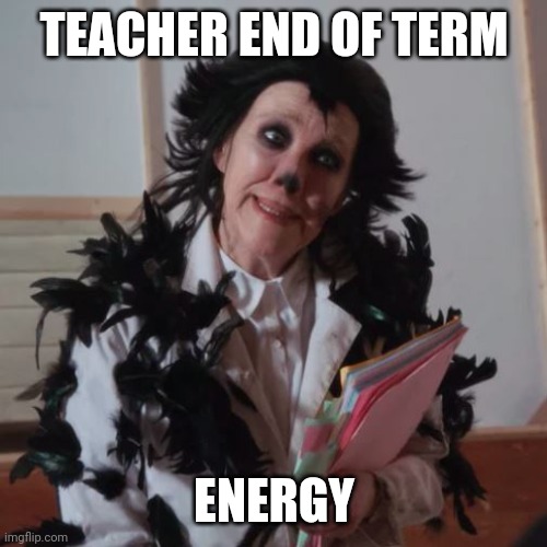 Moira Crow | TEACHER END OF TERM; ENERGY | image tagged in moira crow | made w/ Imgflip meme maker
