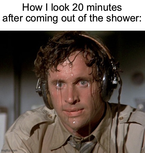 I immediately start to sweat again | How I look 20 minutes after coming out of the shower: | image tagged in sweating on commute after jiu-jitsu,memes,funny,true story,relatable memes,shower | made w/ Imgflip meme maker