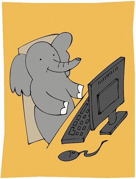 High Quality elephant with computer Blank Meme Template