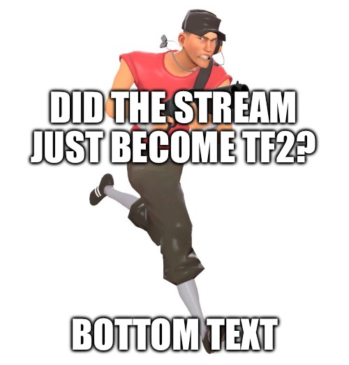 scout tf2 | DID THE STREAM JUST BECOME TF2? BOTTOM TEXT | image tagged in scout tf2 | made w/ Imgflip meme maker