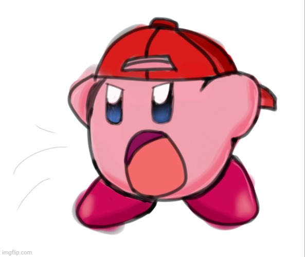 Gangster Kirby is stealing everything at the local grocery store. | image tagged in kirby,drawing,why are you reading the tags,stop reading the tags,you have been eternally cursed for reading the tags | made w/ Imgflip meme maker