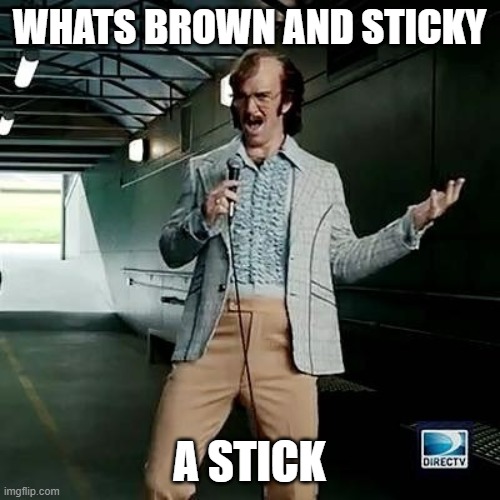Bad comedian Eli Manning | WHATS BROWN AND STICKY A STICK | image tagged in bad comedian eli manning | made w/ Imgflip meme maker