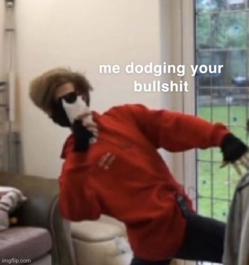Me dodging your bullsh*t | image tagged in me dodging your bullsh t | made w/ Imgflip meme maker