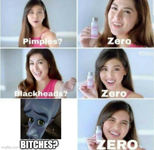 Meme in a meme | BITCHES? | image tagged in pimples zero | made w/ Imgflip meme maker