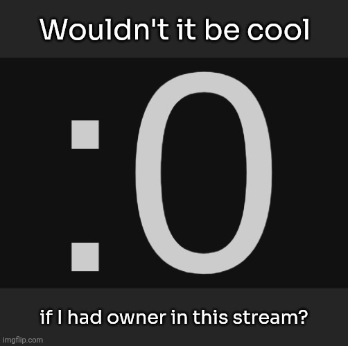 :0 | Wouldn't it be cool; if I had owner in this stream? | image tagged in 0,idk,stuff,s o u p,carck | made w/ Imgflip meme maker