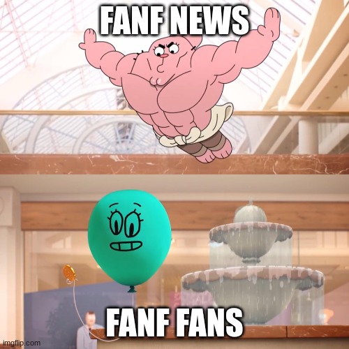 Amazing world of gumball: Richard jumping on balloon | FANF NEWS; FANF FANS | image tagged in amazing world of gumball richard jumping on balloon | made w/ Imgflip meme maker