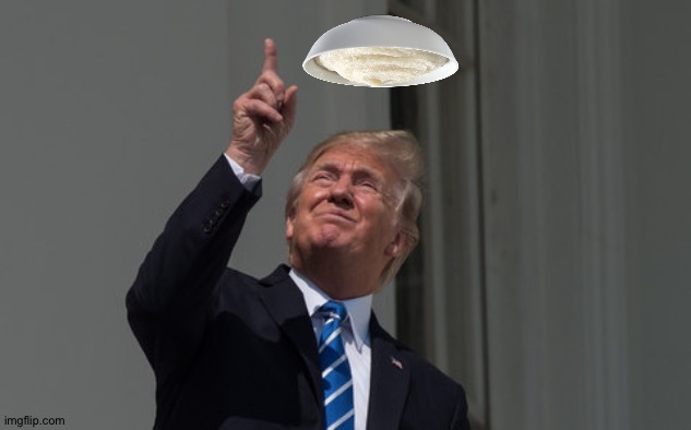 Donald did not see that coming. | image tagged in donald trump looking at eclipse,mashed potatoes | made w/ Imgflip meme maker