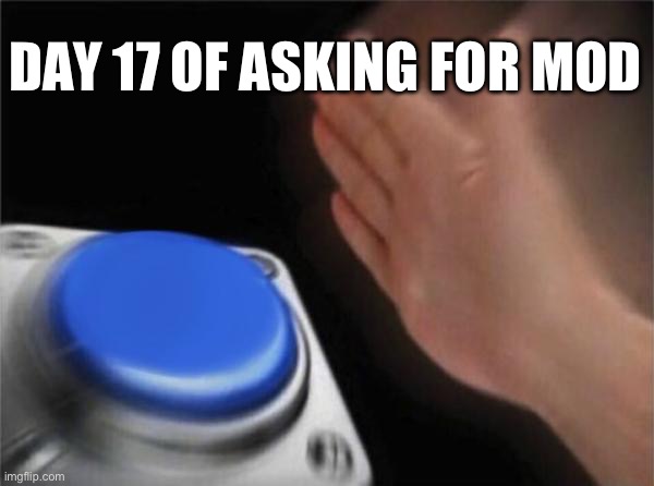 Blank Nut Button | DAY 17 OF ASKING FOR MOD | image tagged in memes,blank nut button | made w/ Imgflip meme maker