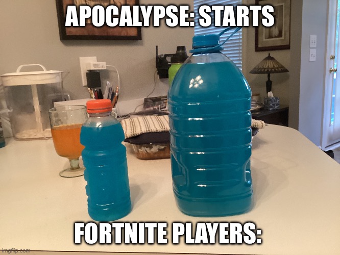 Vywusi | APOCALYPSE: STARTS; FORTNITE PLAYERS: | image tagged in funny | made w/ Imgflip meme maker