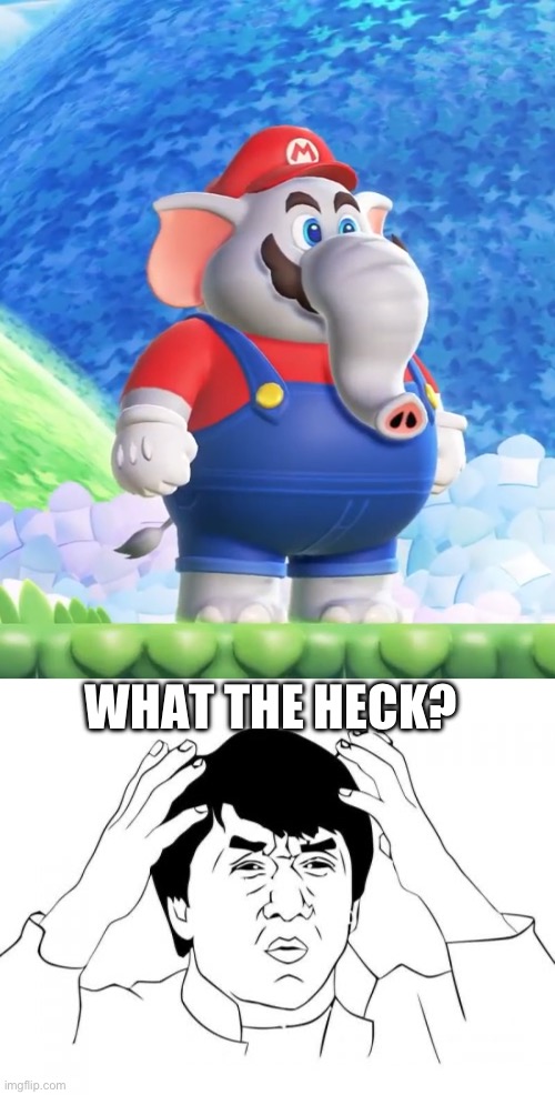 WHAT THE HECK? | image tagged in memes,jackie chan wtf,super mario,elephant mario,elephant | made w/ Imgflip meme maker