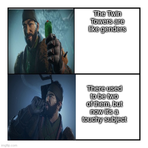 The Twin Towers are like genders; There used to be two of them, but now it's a touchy subject | image tagged in gaming,destiny 2 | made w/ Imgflip meme maker