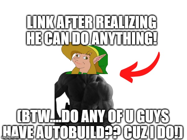 LINK AFTER REALIZING HE CAN DO ANYTHING! (BTW....DO ANY OF U GUYS HAVE AUTOBUILD?? CUZ I DO!) | made w/ Imgflip meme maker