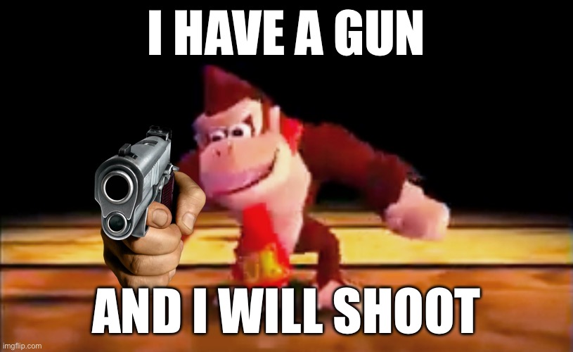 I have a gun | I HAVE A GUN; AND I WILL SHOOT | image tagged in dk rap | made w/ Imgflip meme maker