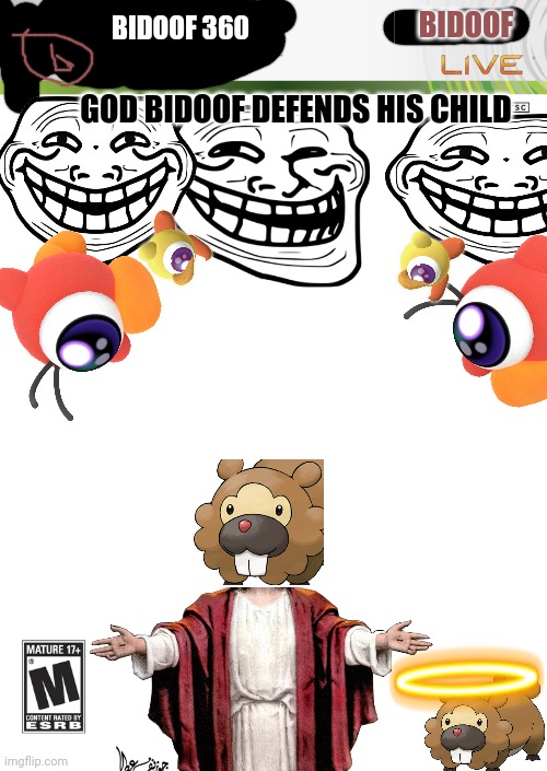 XboX 360 cover | BIDOOF 360; BIDOOF; GOD BIDOOF DEFENDS HIS CHILD | image tagged in xbox 360 cover | made w/ Imgflip meme maker